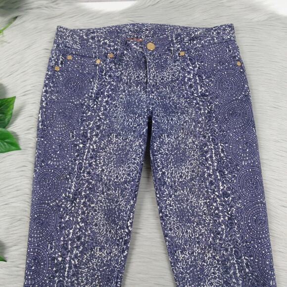 TORY BURCH Ivy Super Skinny Blue Denim Abstract Printed Jeans Women’s Size 26 - Picture 6 of 14